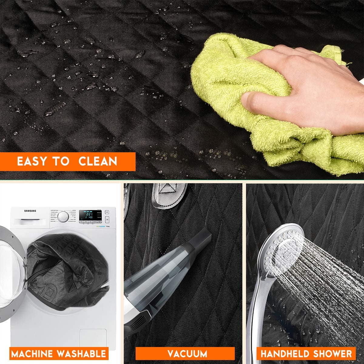 Ultimate Waterproof Dog Car Seat Cover - Non-Slip Protector for Back Seats of Cars, Trucks, and SUVs - Adjustable with Seat Belts - Perfect for Pets and Kids - Black