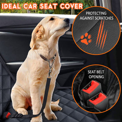 Ultimate Waterproof Dog Car Seat Cover - Non-Slip Protector for Back Seats of Cars, Trucks, and SUVs - Adjustable with Seat Belts - Perfect for Pets and Kids - Black